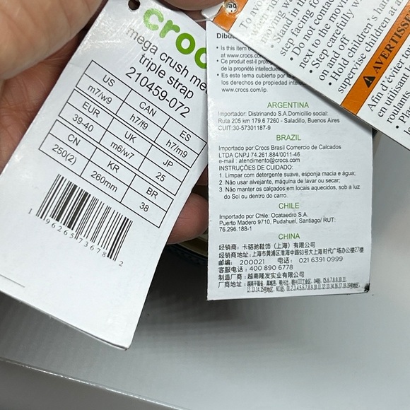 Crocs Mega Crush Metallic Black/Gold Triple Strap Sandal Unisex Women 9. Men 7. - Picture 13 of 14